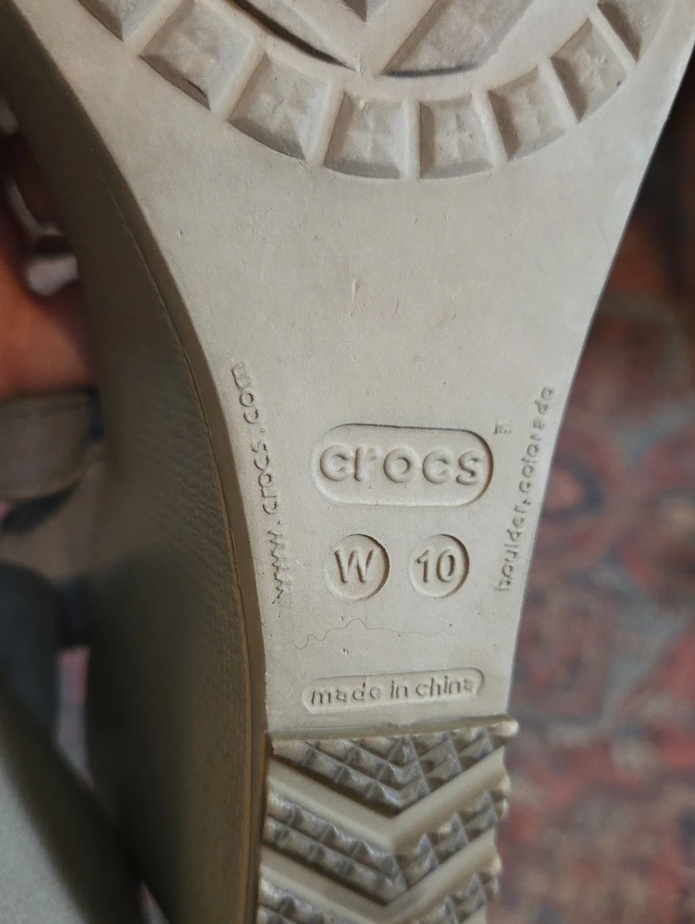 Crocs Blue leigh wedge heel canvas/leather ankle strap slip on w10